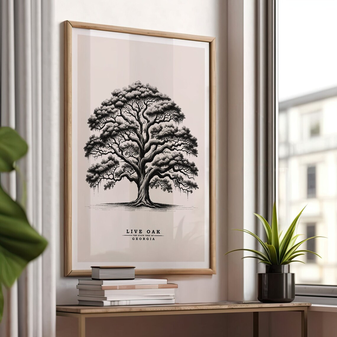 Georgia Live Oak Vintage Sketch Tree Art Print