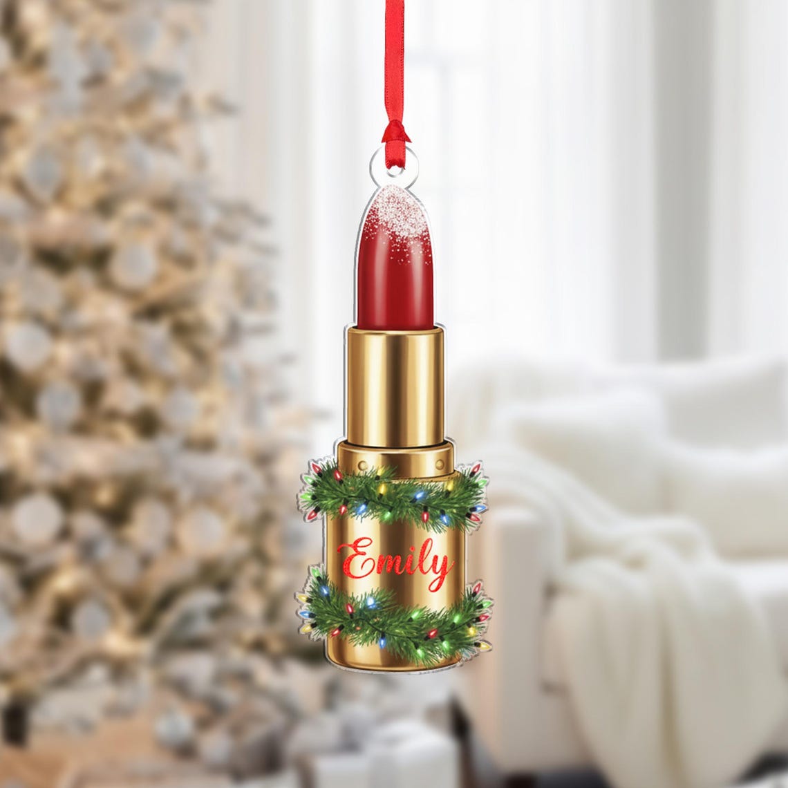 Personalized Lipstick Emily Makeup Christmas Ornament Gift Poster