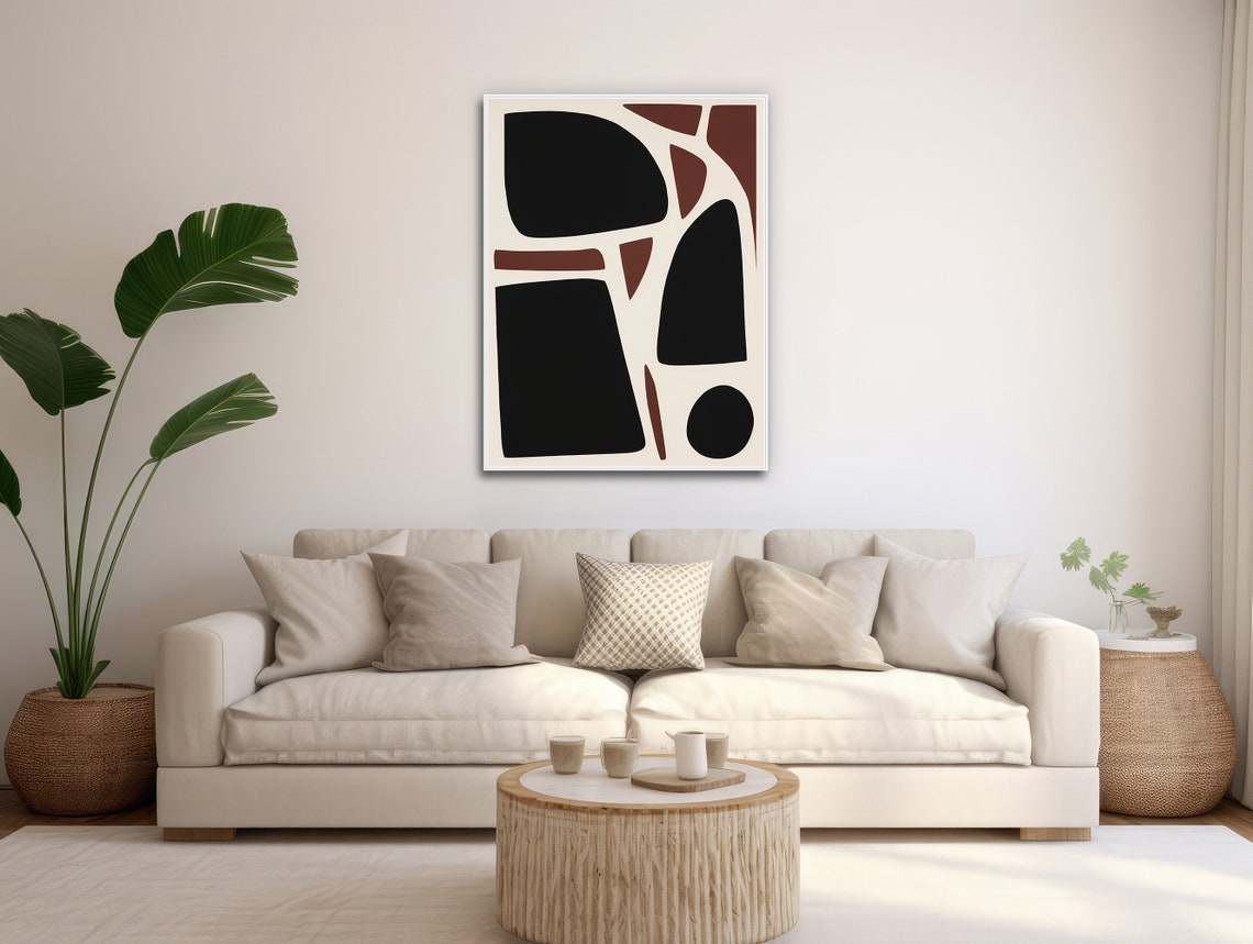 Calm Black Cream And Rust Organic Geometric Shapes Modern Poster - Image 3