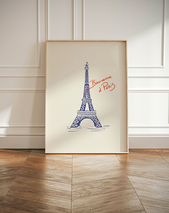 Eiffel Tower Paris Line Art Travel Poster