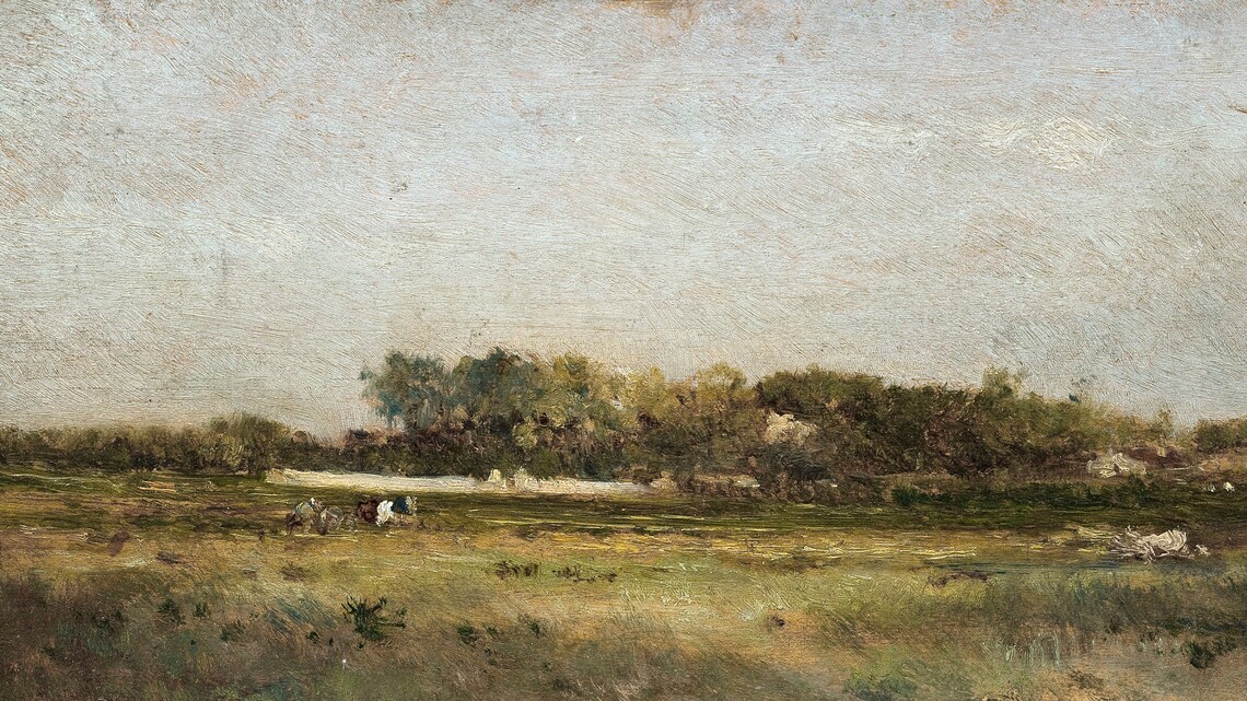 Vintage Landscape Painting, Farmhouse Wall Art Print - Image 2