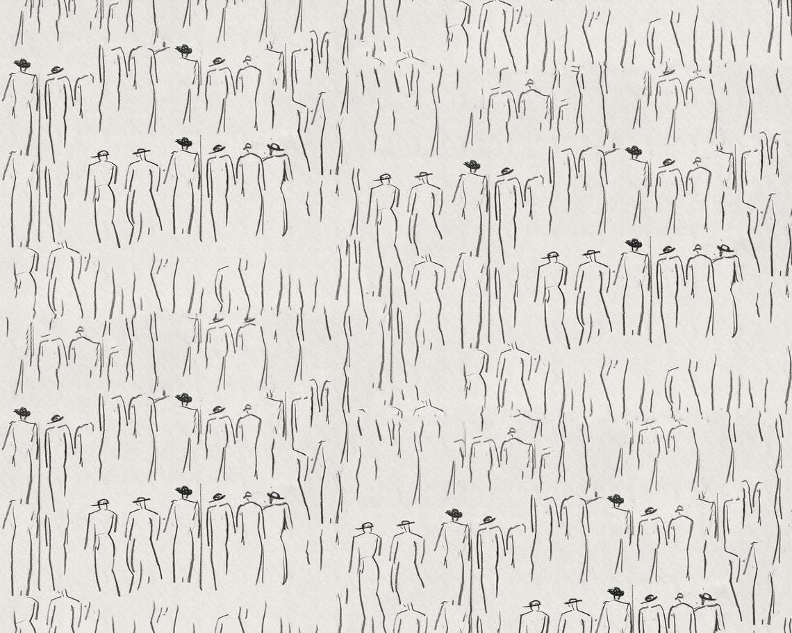 Vintage Figure Sketch, Abstract Line Art Print - Image 3
