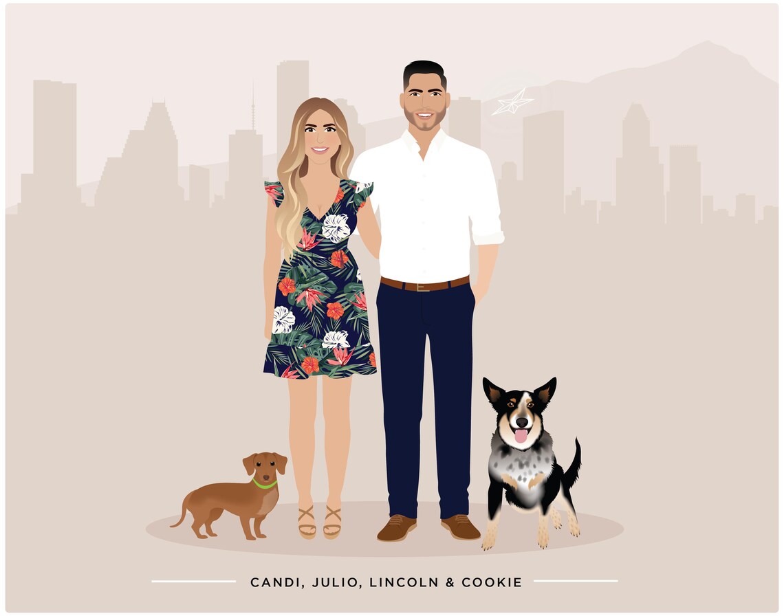Custom Couple Portrait, Personalised Print - Image 2