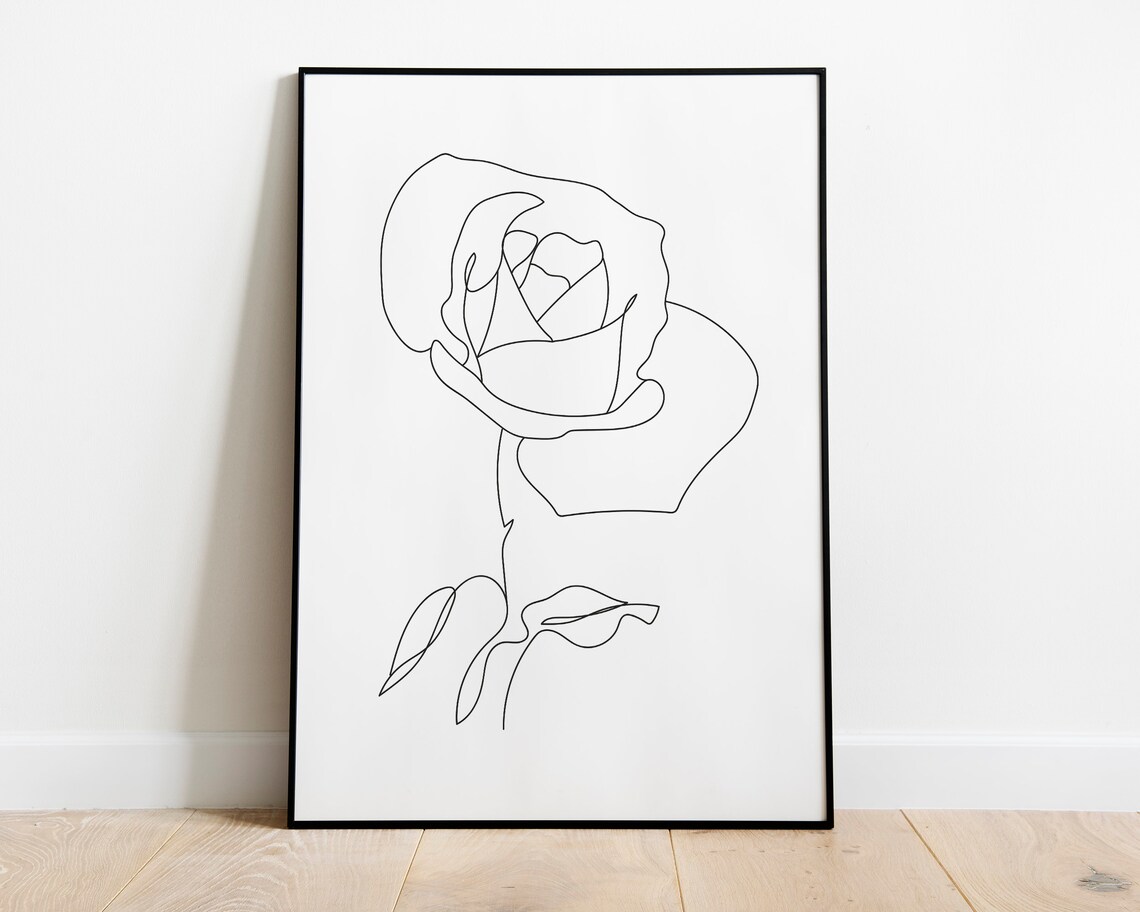 Rose Line Drawing, Abstract Line Art Print - Image 2