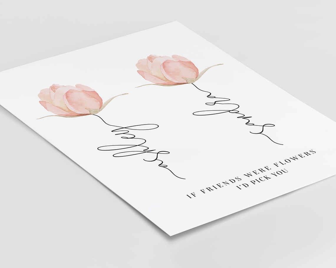 Personalised Friendship Flower Print for Best Friend