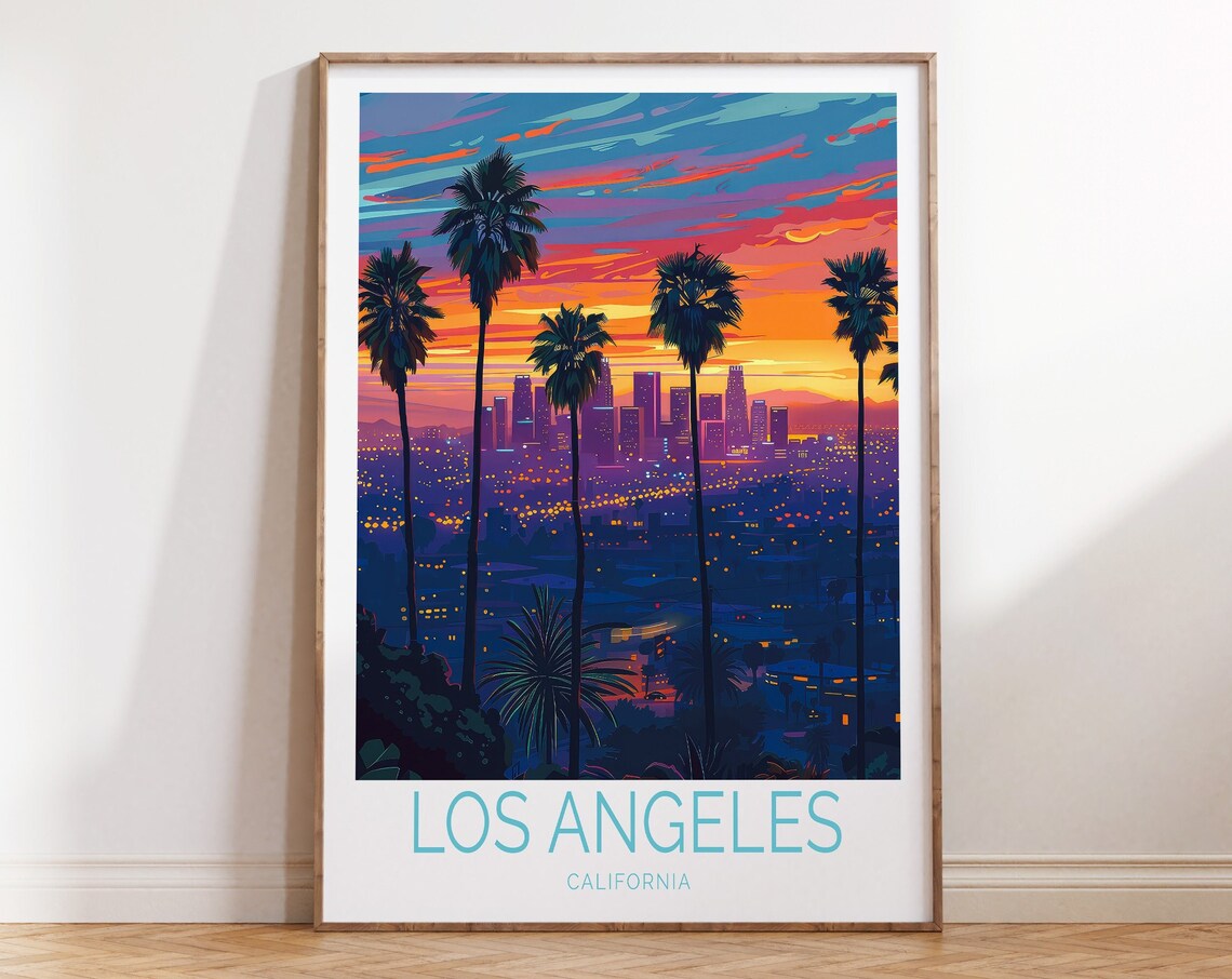 Los Angeles Travel Poster, California Travel Wall Art