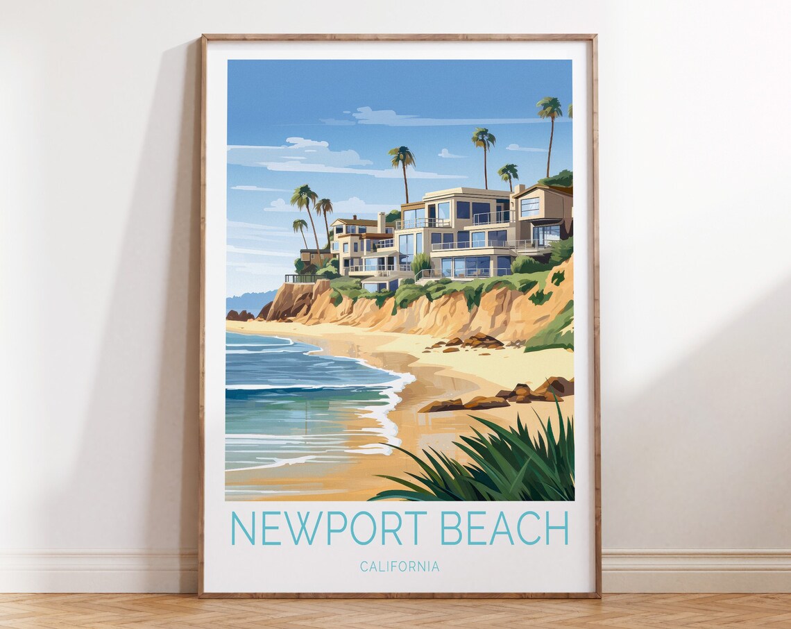 Newport Beach Coastal California Travel Poster