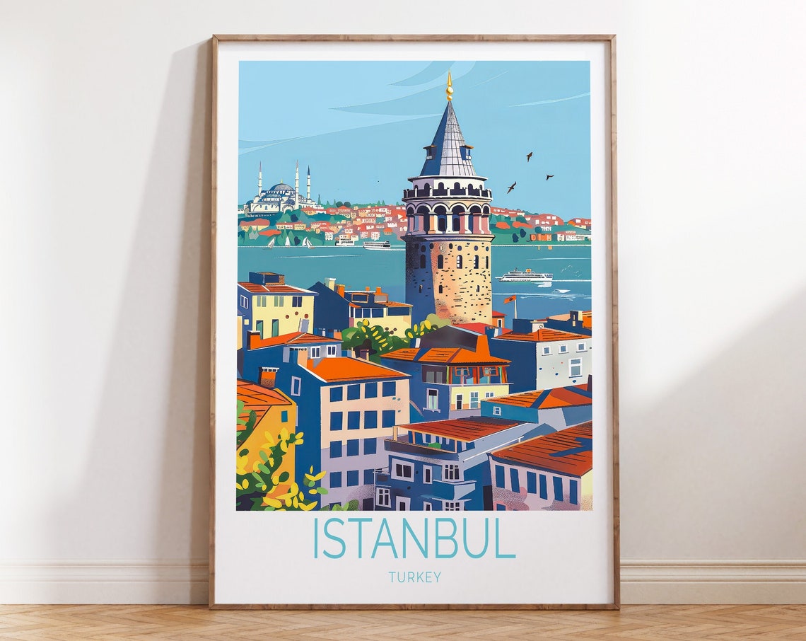 Istanbul Turkey Galata Tower Old Town Rooftops City View Poster