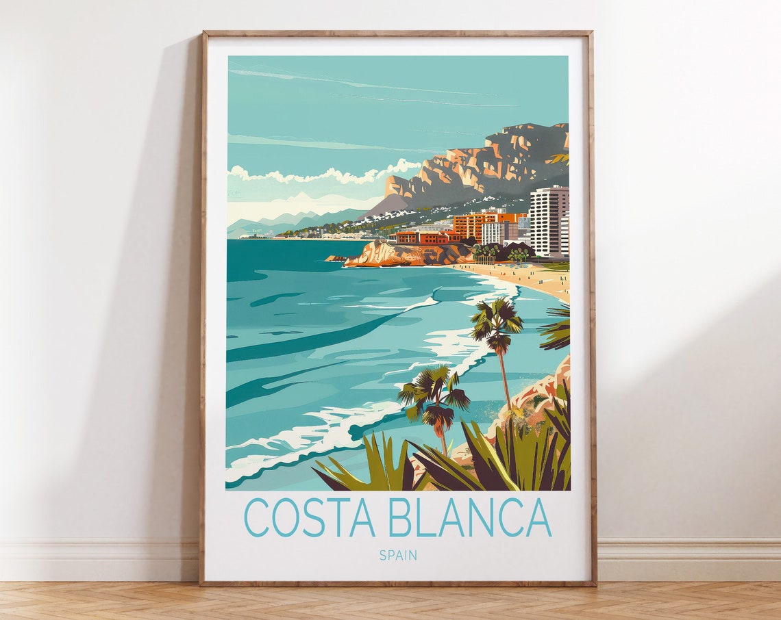 Costa Blanca Spain Travel Poster Spain Costa Blanca Wall Art Costa Blanca Travel Wall Decor Spain Gifts Birthday Gifts