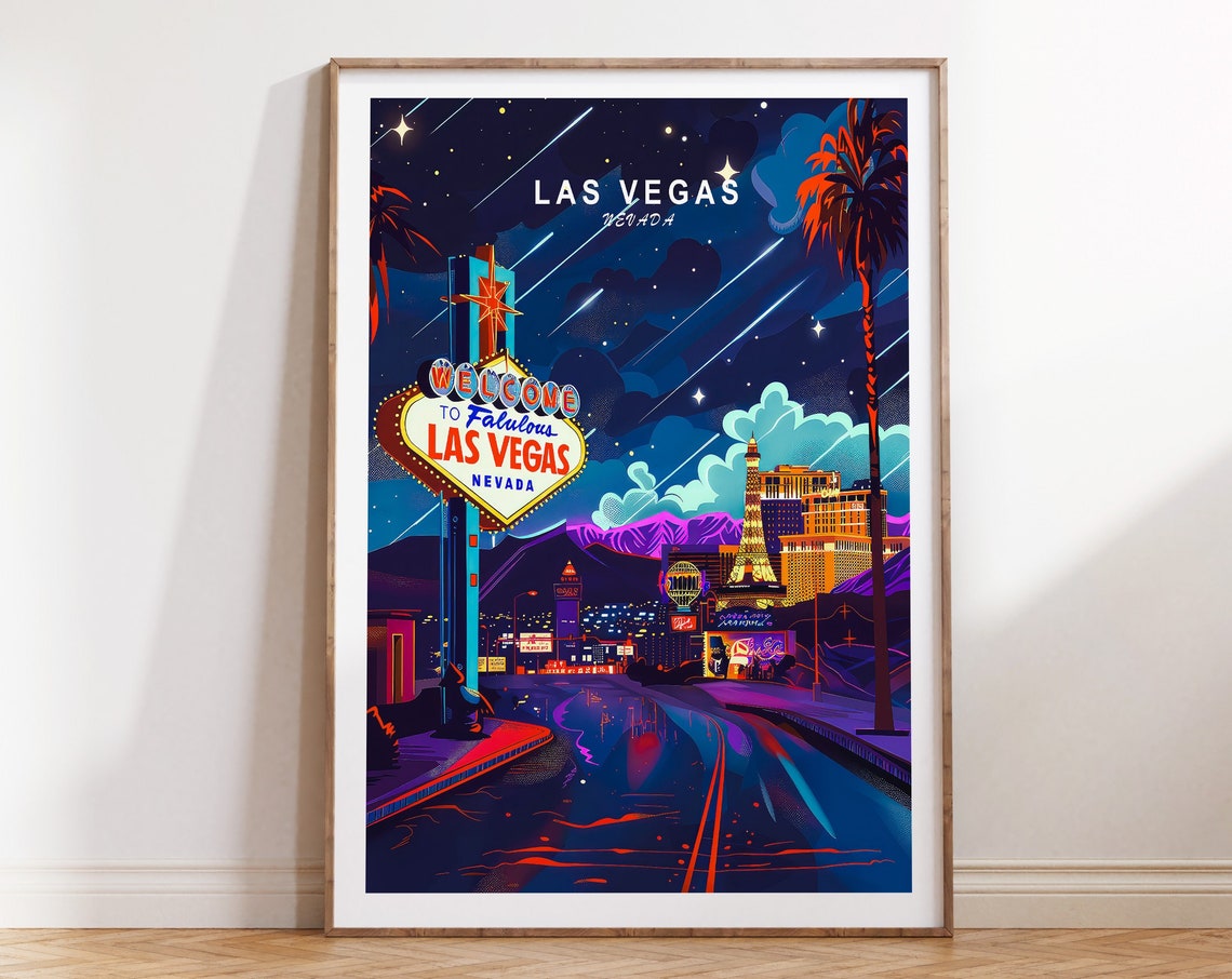 Las Vegas Travel Poster Nevada Wall Art Las Vegas Metropoliti Usa Custom Travel Poster Birthday Present Wedding Gifts