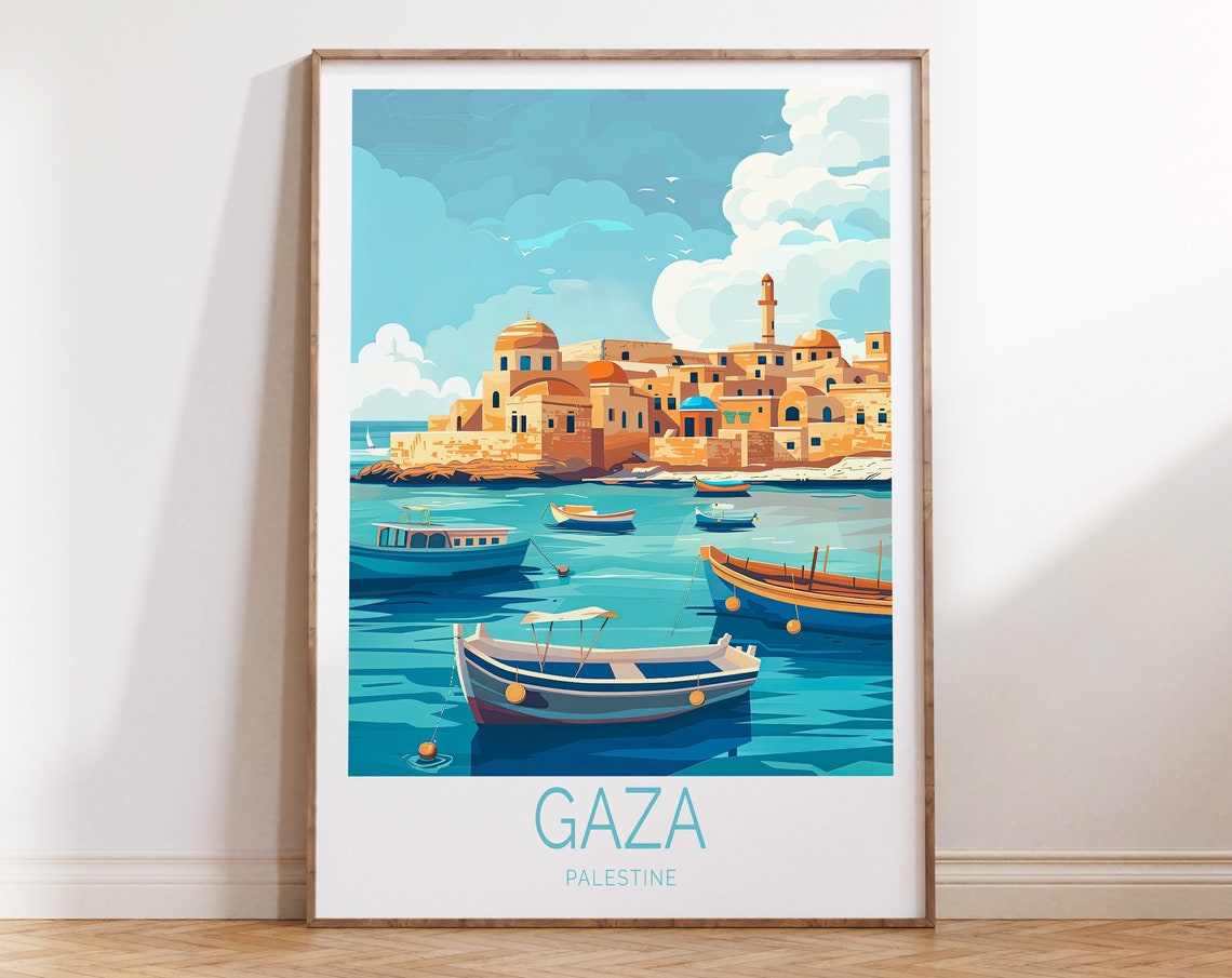 Gaza City Travel Poster Gaza Palestine Wall Art Palestine Travel Gift Home Decor Personalised Gifts Birthday
