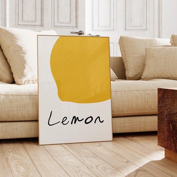 Lemon Art Print Lemon Poster Lemon Art Lemon Wall Art Kitchen Wall Decor Citrus Print Cute Lemon Print