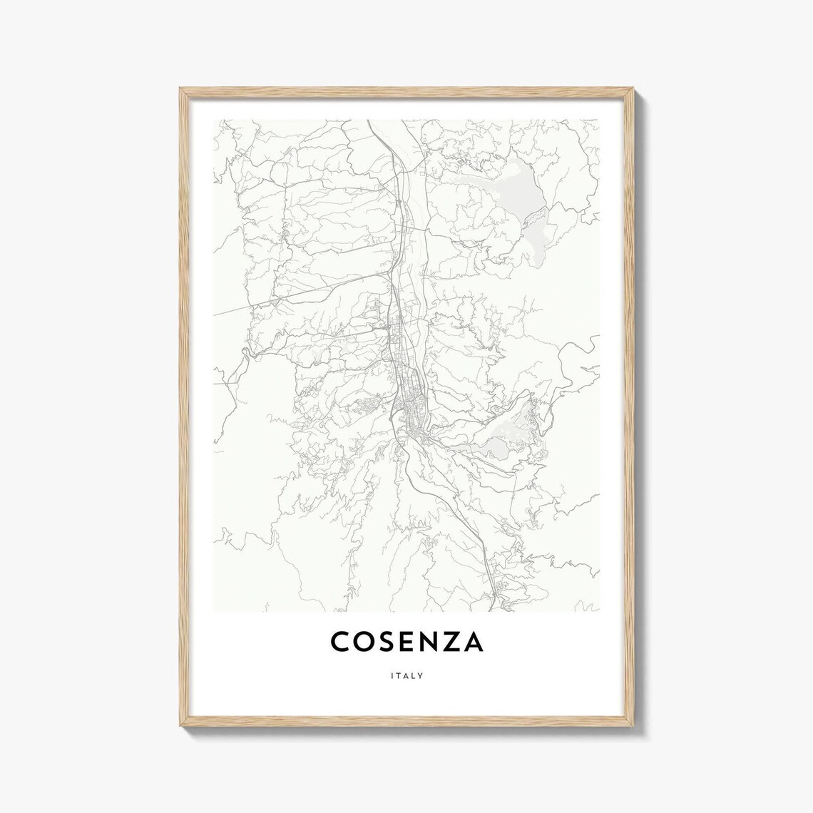 Cosenza Italy Southern Minimalist City Street Map Art Gift Poster