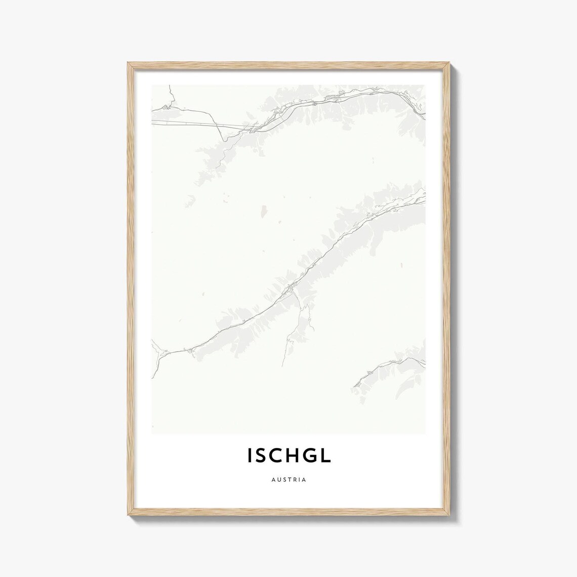 Ischgl Austria Minimalist Ski Resort City Map Alpine Travel Poster Gift