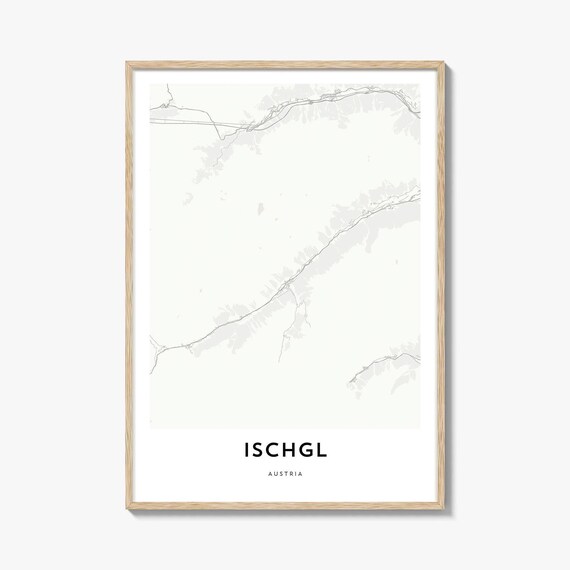 Ischgl Austria Minimalist Ski Resort City Map Alpine Travel Poster Gift