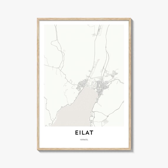 Eilat Israel Minimalist Red Sea City Street Map Home Office Poster