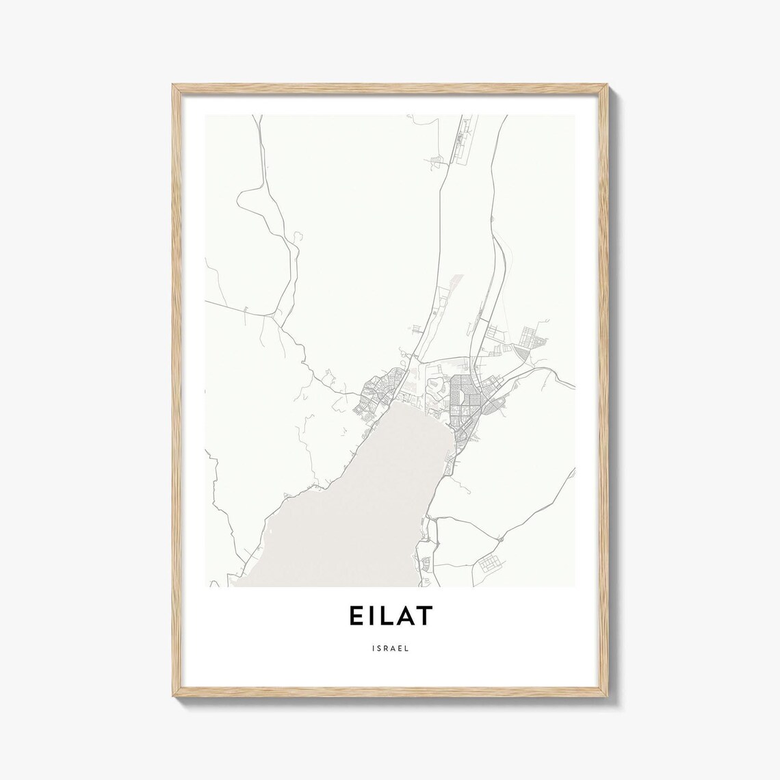 Eilat Israel Minimalist Red Sea City Street Map Home Office Poster