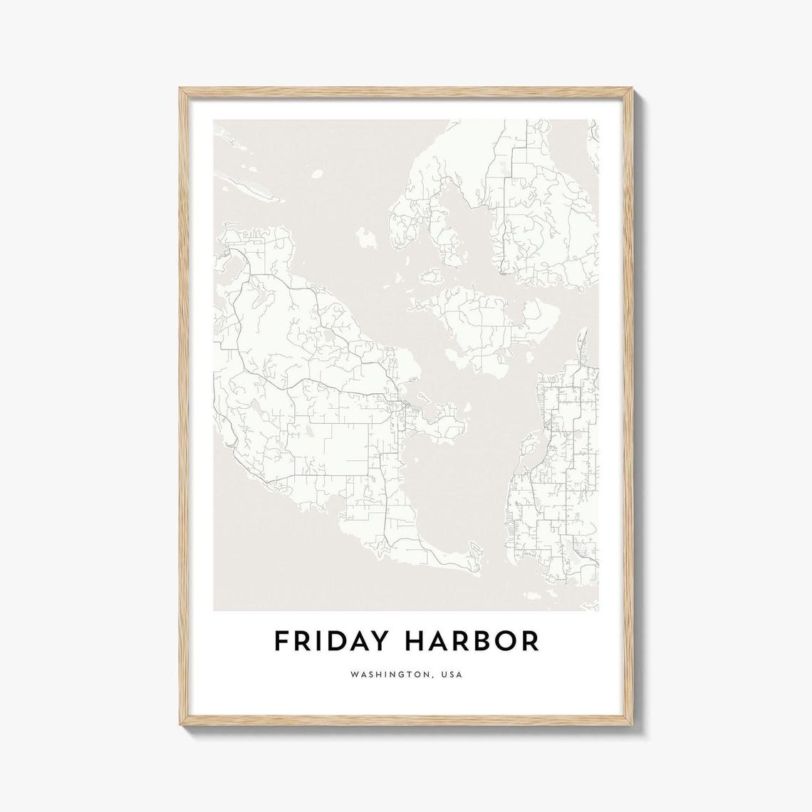 Friday Harbor Washington Minimalist City Map Line Art Poster