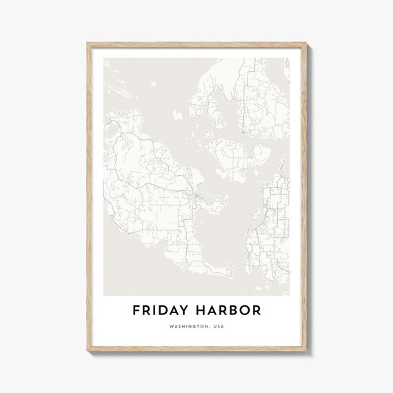Friday Harbor Washington Minimalist City Map Line Art Poster
