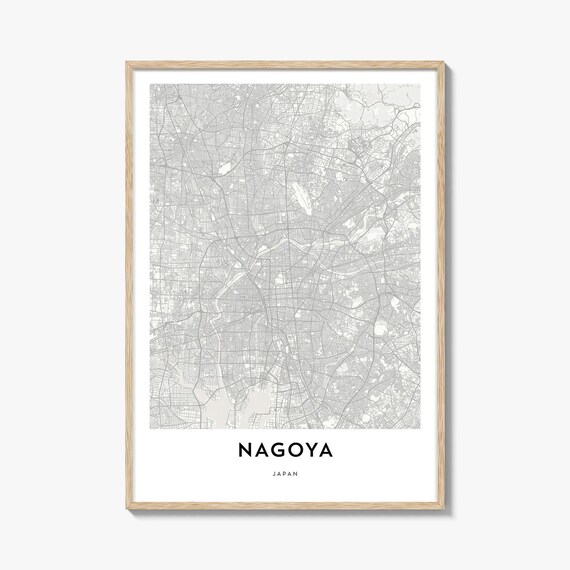 Nagoya Japan Minimalist Dense City Street Map Japanese Travel Poster