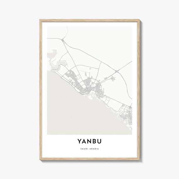 Yanbu Saudi Arabia Minimalist City Street Map Modern Wall Art