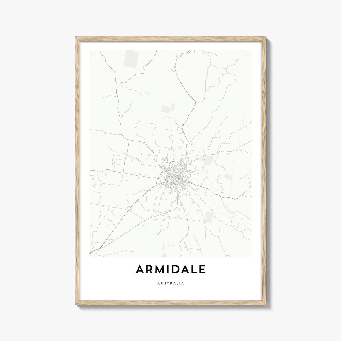 Armidale Australia Minimalist City Map Street Grid Modern Print