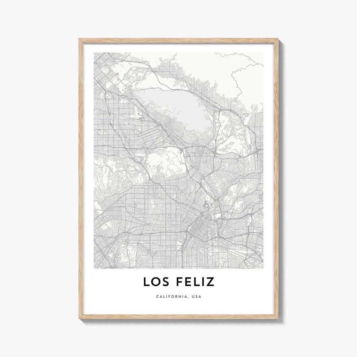 Los Feliz California Minimalist Neighborhood Street Map Art Print