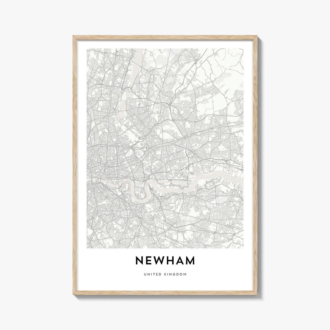 Newham London UK Minimalist Borough Street Map Travel Poster