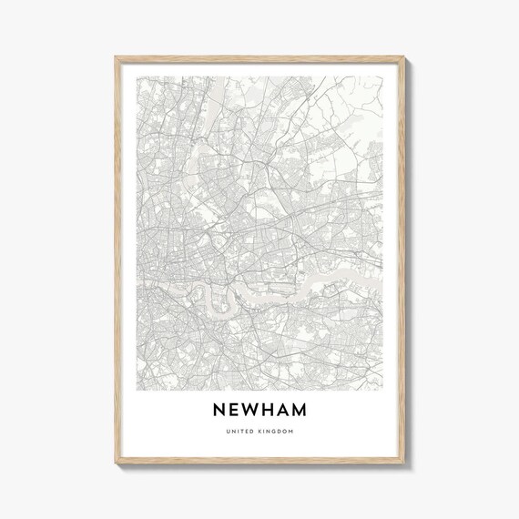 Newham London UK Minimalist Borough Street Map Travel Poster