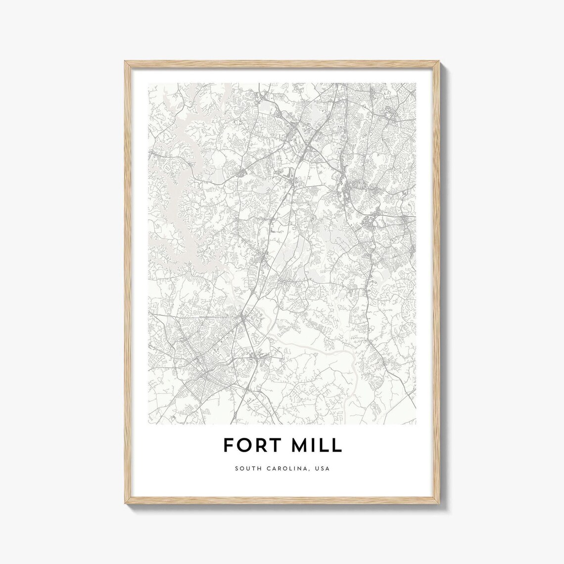 Fort Mill South Carolina USA Minimalist Street Map City Art Poster