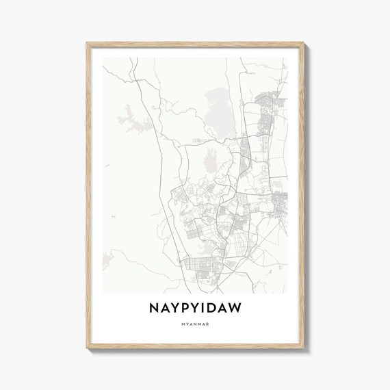 Naypyidaw Myanmar Minimalist Line Drawing City Street Map Poster
