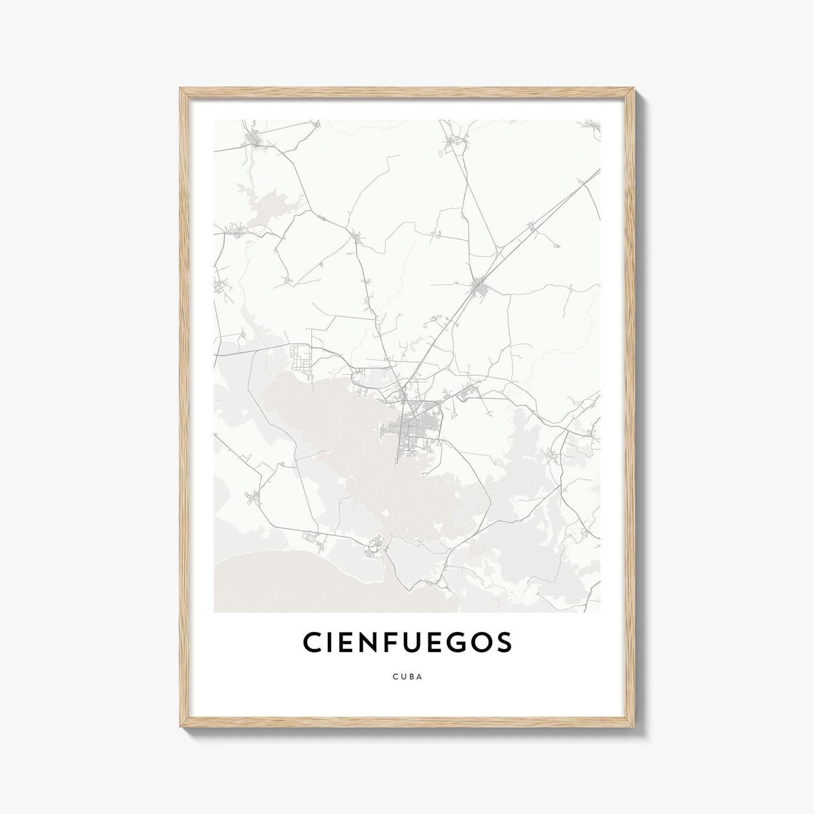 Cienfuegos Cuba Minimal City Map Line Art Street Travel Poster