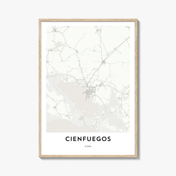 Cienfuegos Cuba Minimal City Map Line Art Street Travel Poster
