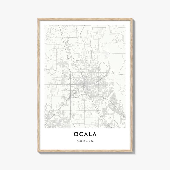 Ocala Florida Minimalist City Street Map Art Poster in Soft Gray