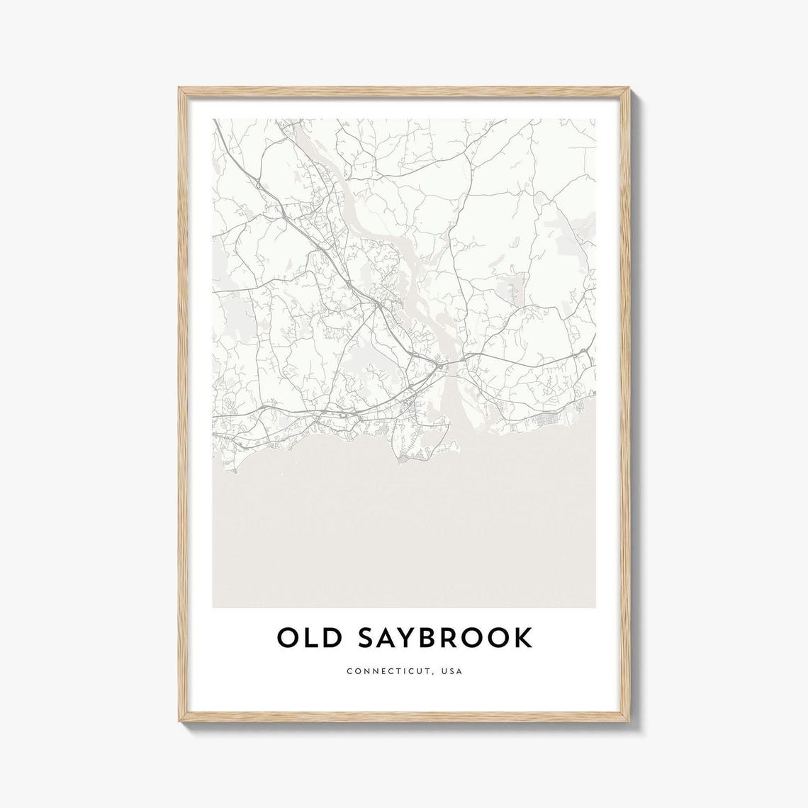 Old Saybrook Connecticut Minimalist City Street Map Gift Art Poster