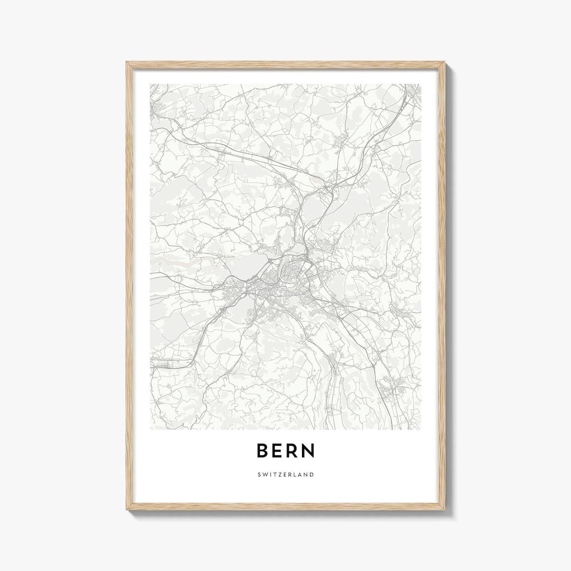 Bern Switzerland Minimalist City Street Map Line Art Wall Art
