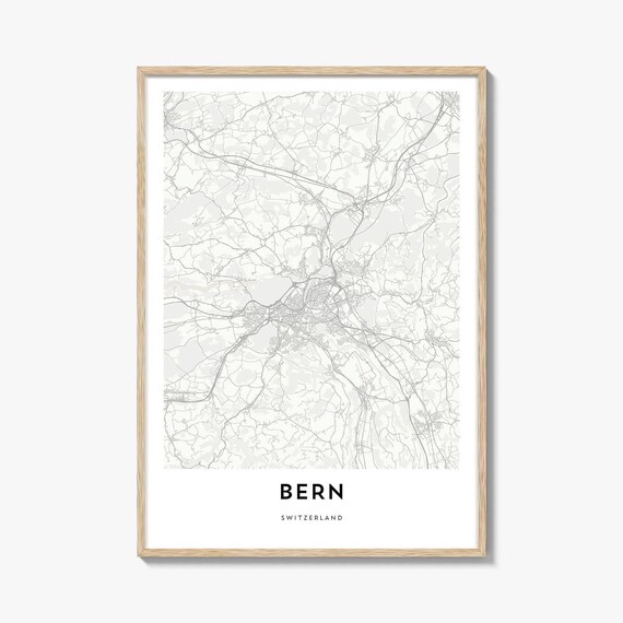 Bern Switzerland Minimalist City Street Map Line Art Wall Art