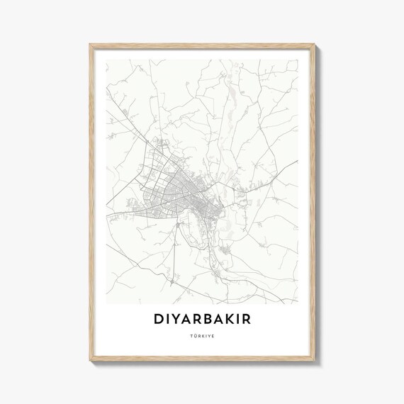 Diyarbakir Turkiye Minimalist City Street Map Fine Line Poster