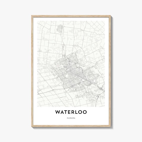 Waterloo Canada Minimalist Street Map Monochrome City Poster
