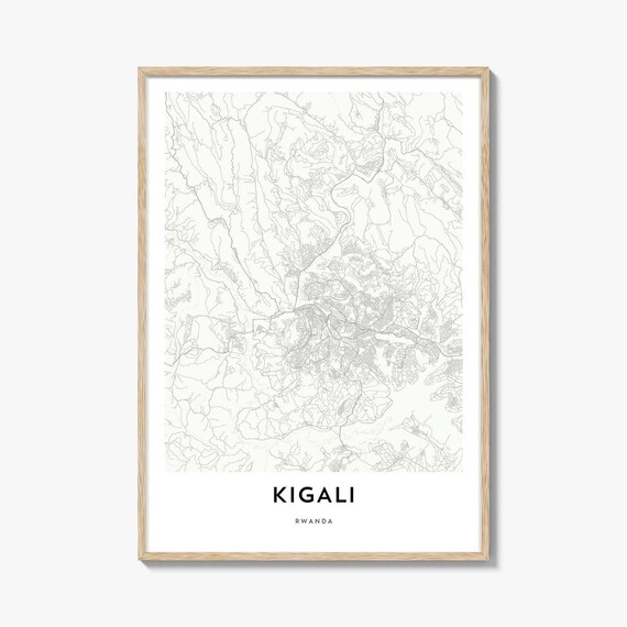 Kigali Rwanda City Street Map Minimalist Line Art Wall Poster
