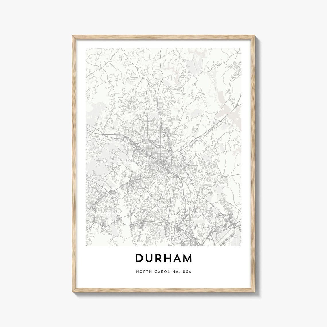 Durham North Carolina USA Modern Minimalist City Street Map Poster
