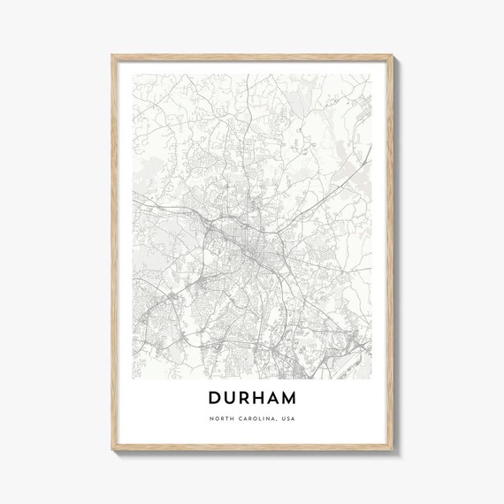 Durham North Carolina USA Modern Minimalist City Street Map Poster