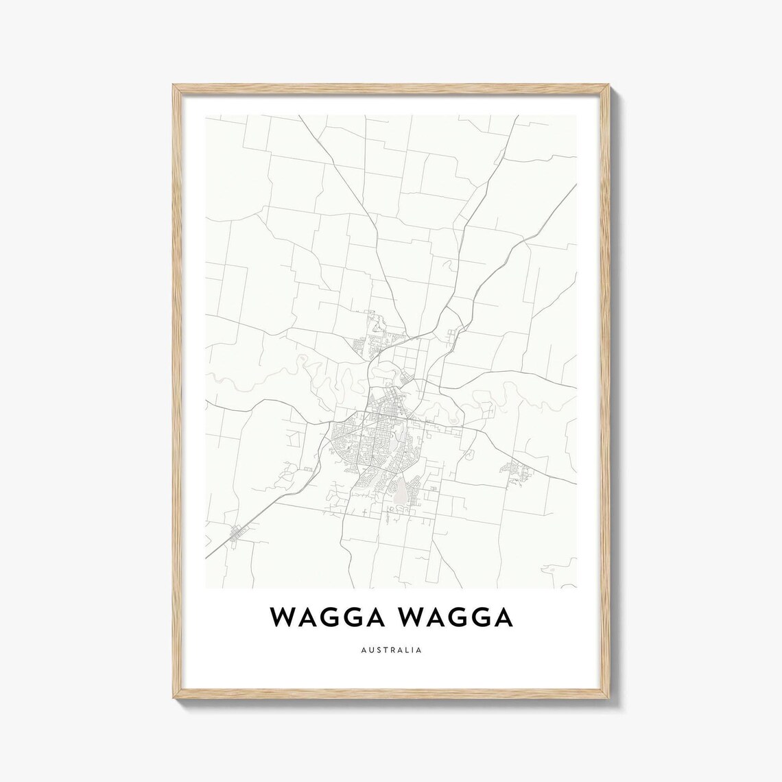 Wagga Wagga Australia Minimalist City Street Map Poster Decor