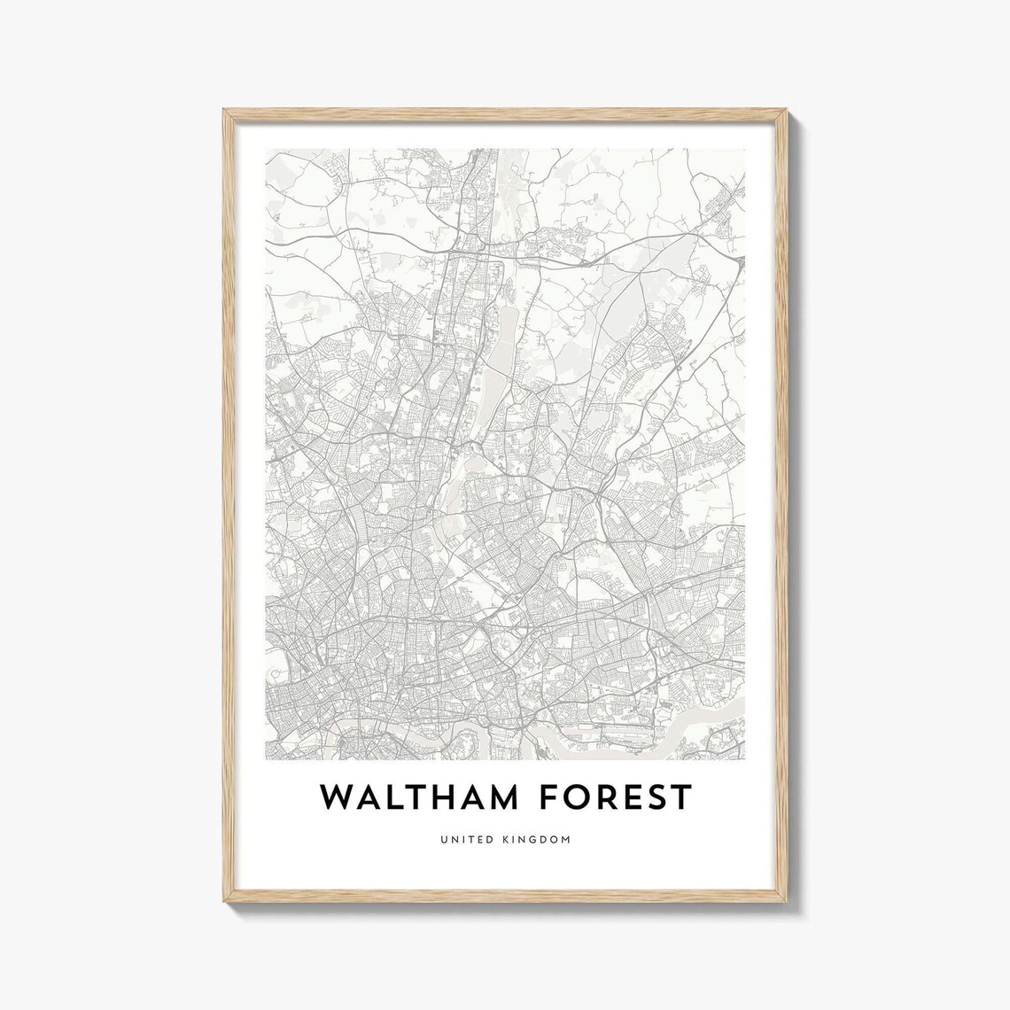 Waltham Forest London UK Minimalist City District Map Art Poster