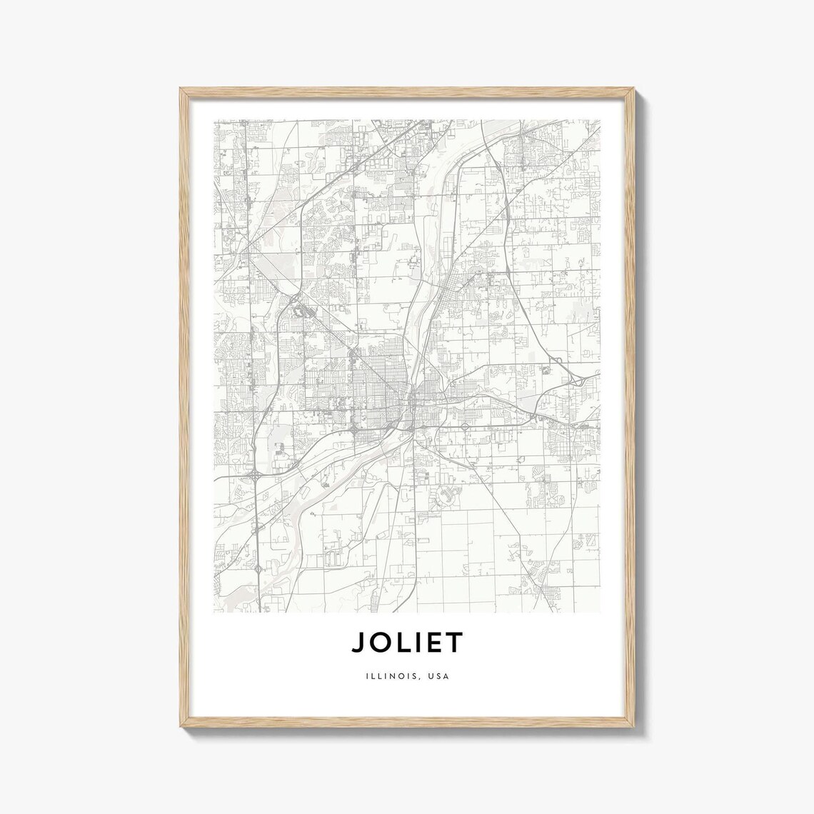 Joliet Illinois USA Elegant Minimalist City Street Map Poster