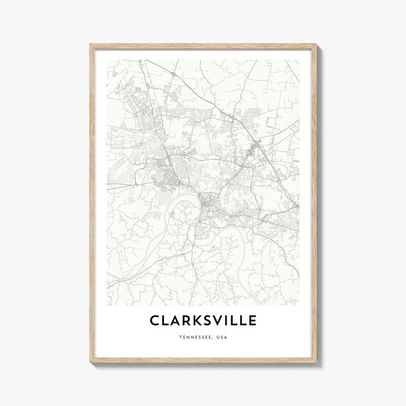 Clarksville Tennessee Minimalist City Map Poster Artwork Gift