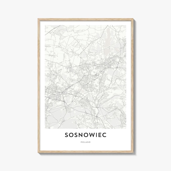 Sosnowiec Poland Minimalist City Map Neutral Monochrome Print