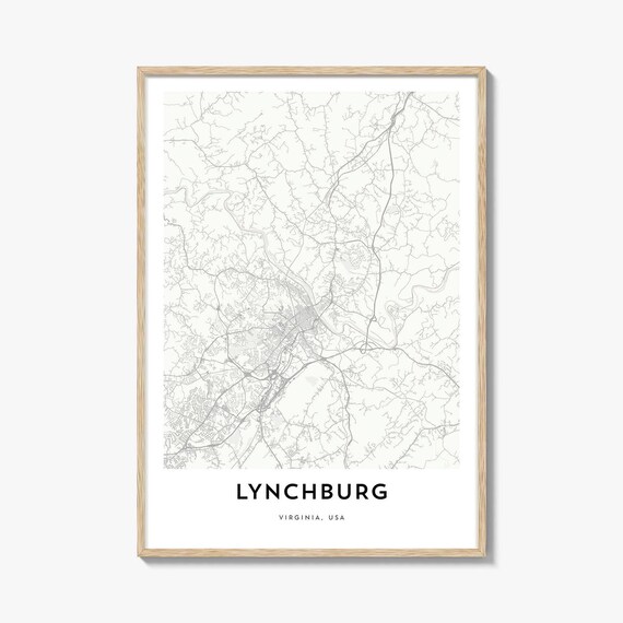 Lynchburg Virginia Minimalist City Map Poster in Clean White Style