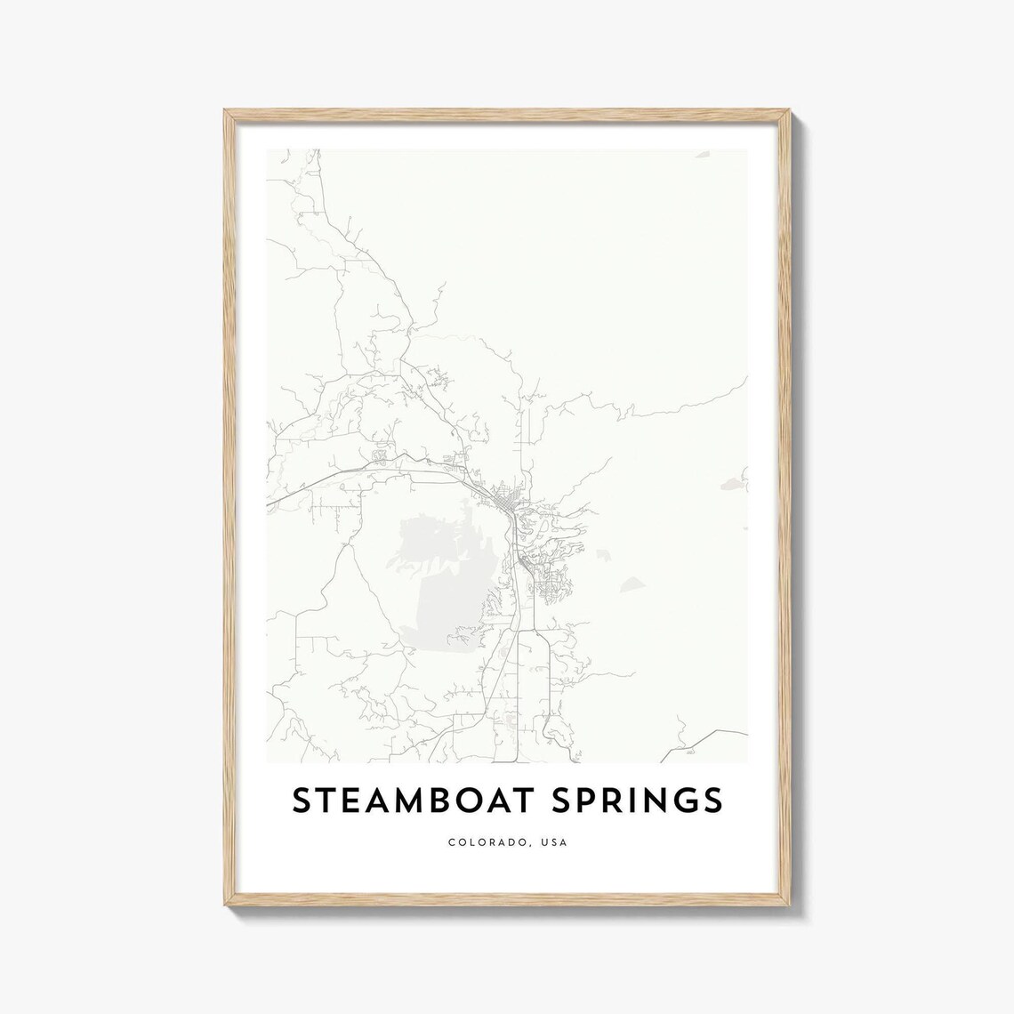Steamboat Springs Colorado Minimalist White City Map Art Print