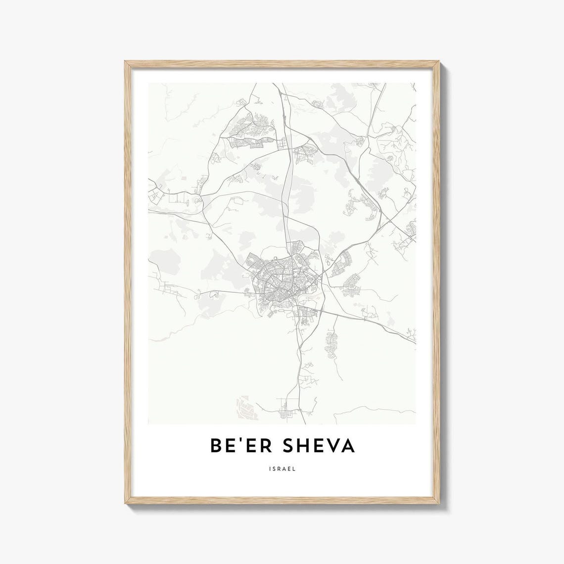 Beer Sheva Israel Minimalist Negev City Map Street Plan Poster